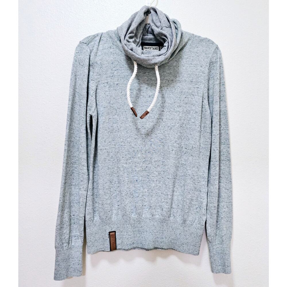 Naketano XL Gray Spackles Two Toned Cowl neck pullover Top. Soft. Unique. Rare